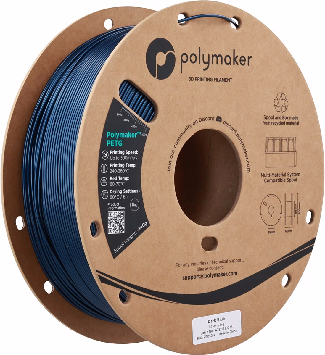 Polymaker PETG Filament Dark Blue, 1 kg Spule